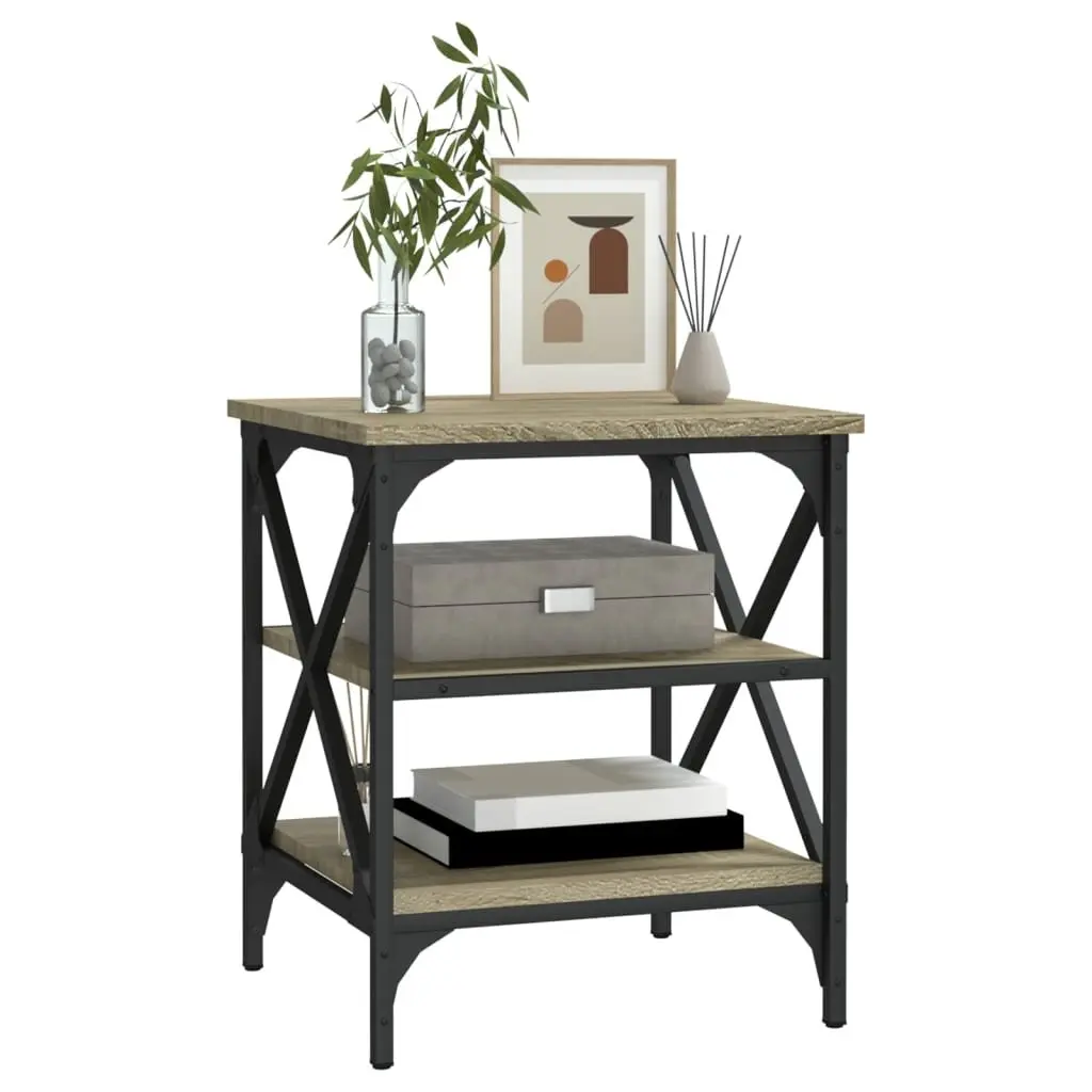 Side Table Living Room Storage Brown Engineered Wood 40x42x50cm