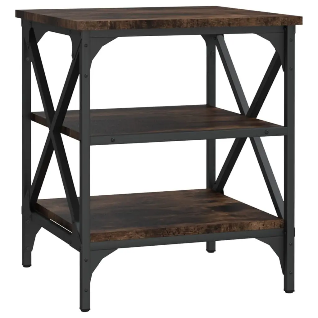 End Tables for Living Room or Bedroom 2 Piece Brown Industrial Side Table Engineered Wood Storage Furniture