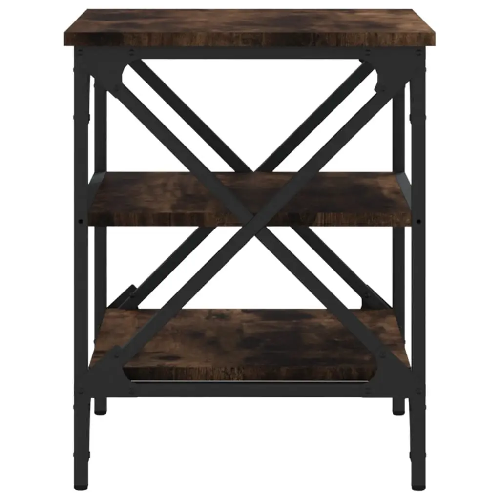 End Tables for Living Room or Bedroom 2 Piece Brown Industrial Side Table Engineered Wood Storage Furniture