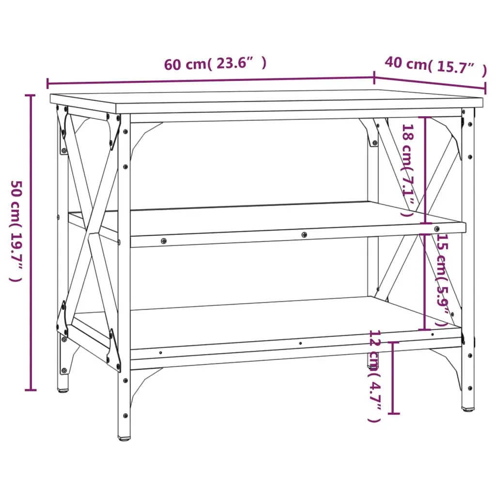TV Cabinet Grey Sonoma Living Room 60x40x50cm Engineered Wood Media Storage End Table