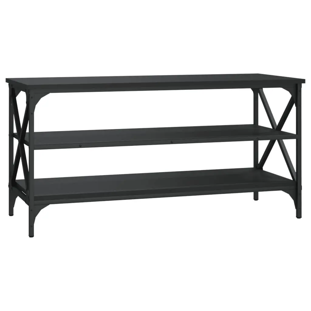 TV Cabinet Media Storage Stand Industrial Style Black Engineered Wood Unit 100 x 40 x 50 cm
