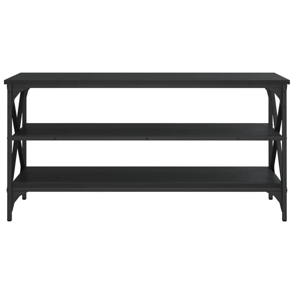 TV Cabinet Media Storage Stand Industrial Style Black Engineered Wood Unit 100 x 40 x 50 cm