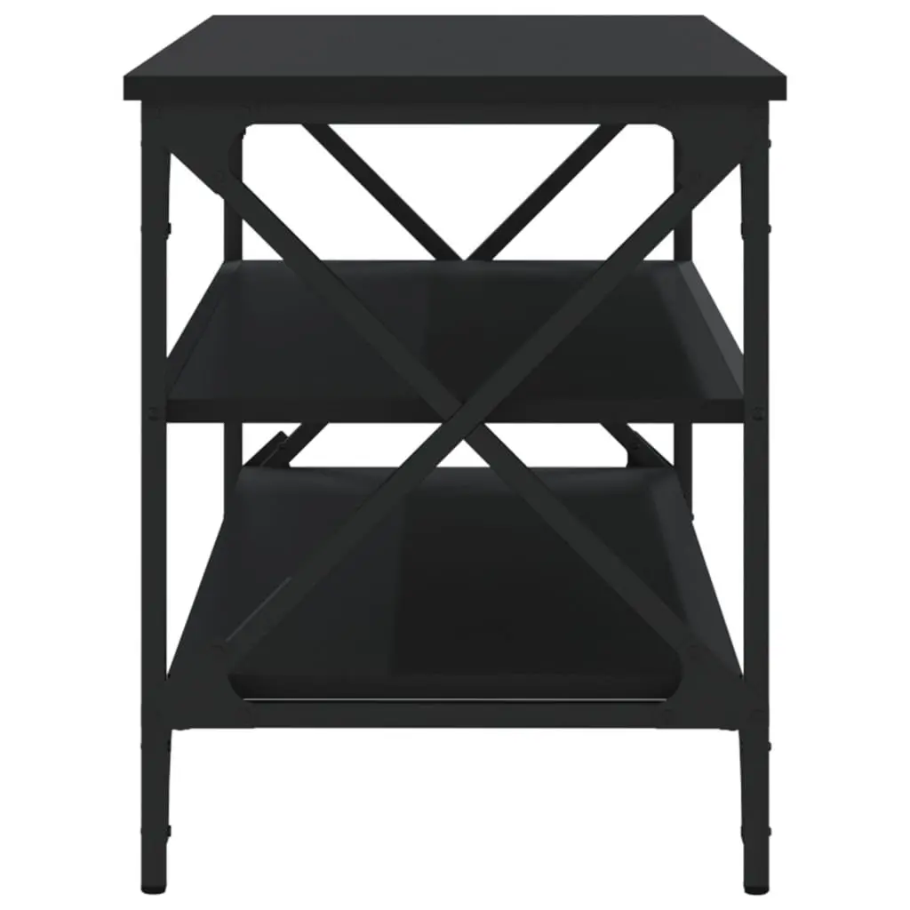 TV Cabinet Media Storage Stand Industrial Style Black Engineered Wood Unit 100 x 40 x 50 cm