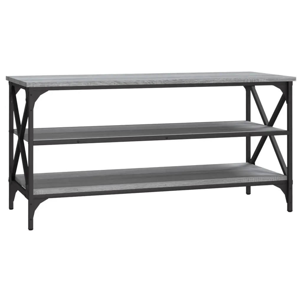 Grey Engineered Wood Media Storage TV Cabinet