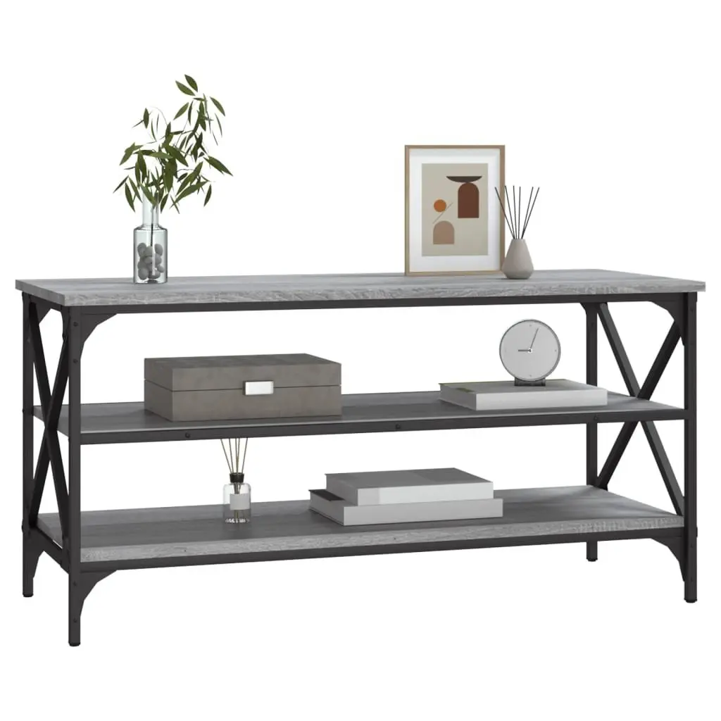 Grey Engineered Wood Media Storage TV Cabinet
