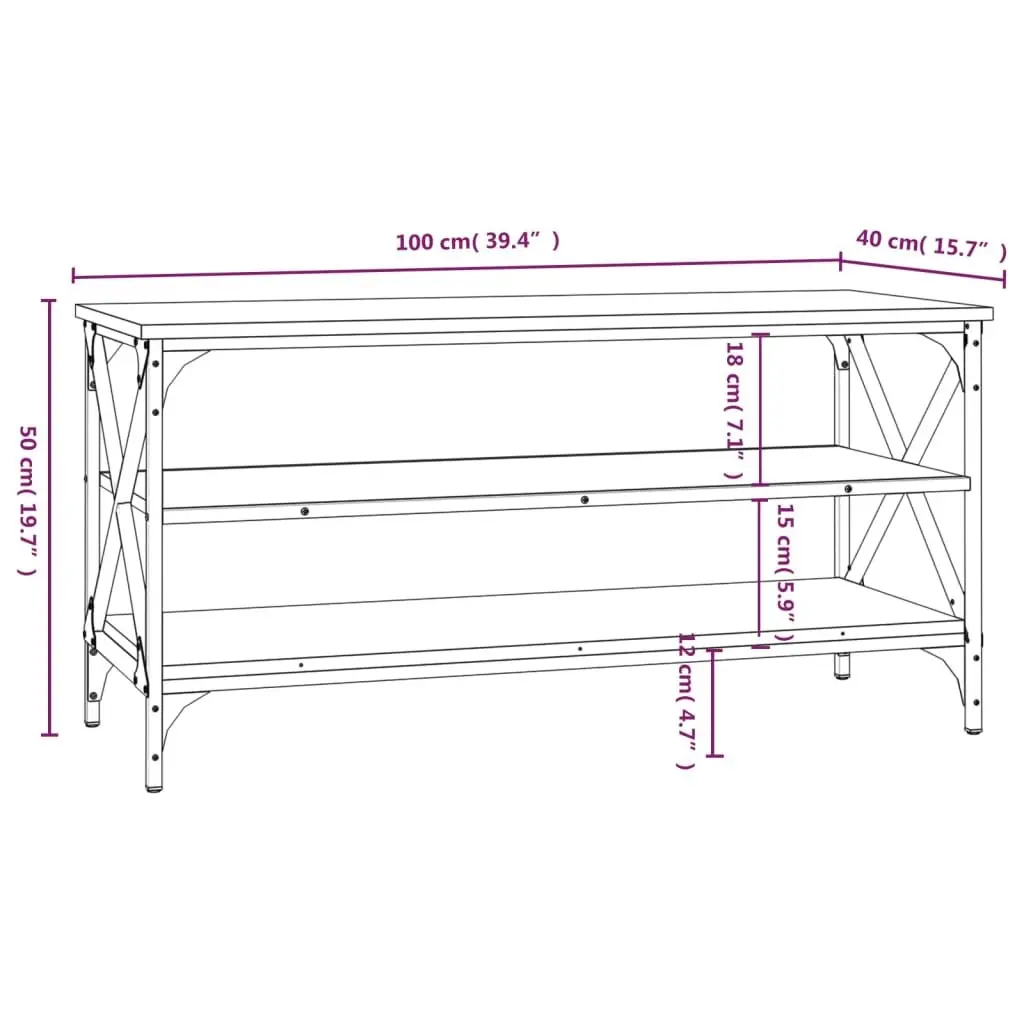 Grey Engineered Wood Media Storage TV Cabinet