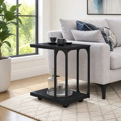 Specifications of the Black C-Shape End Table with Wheels
