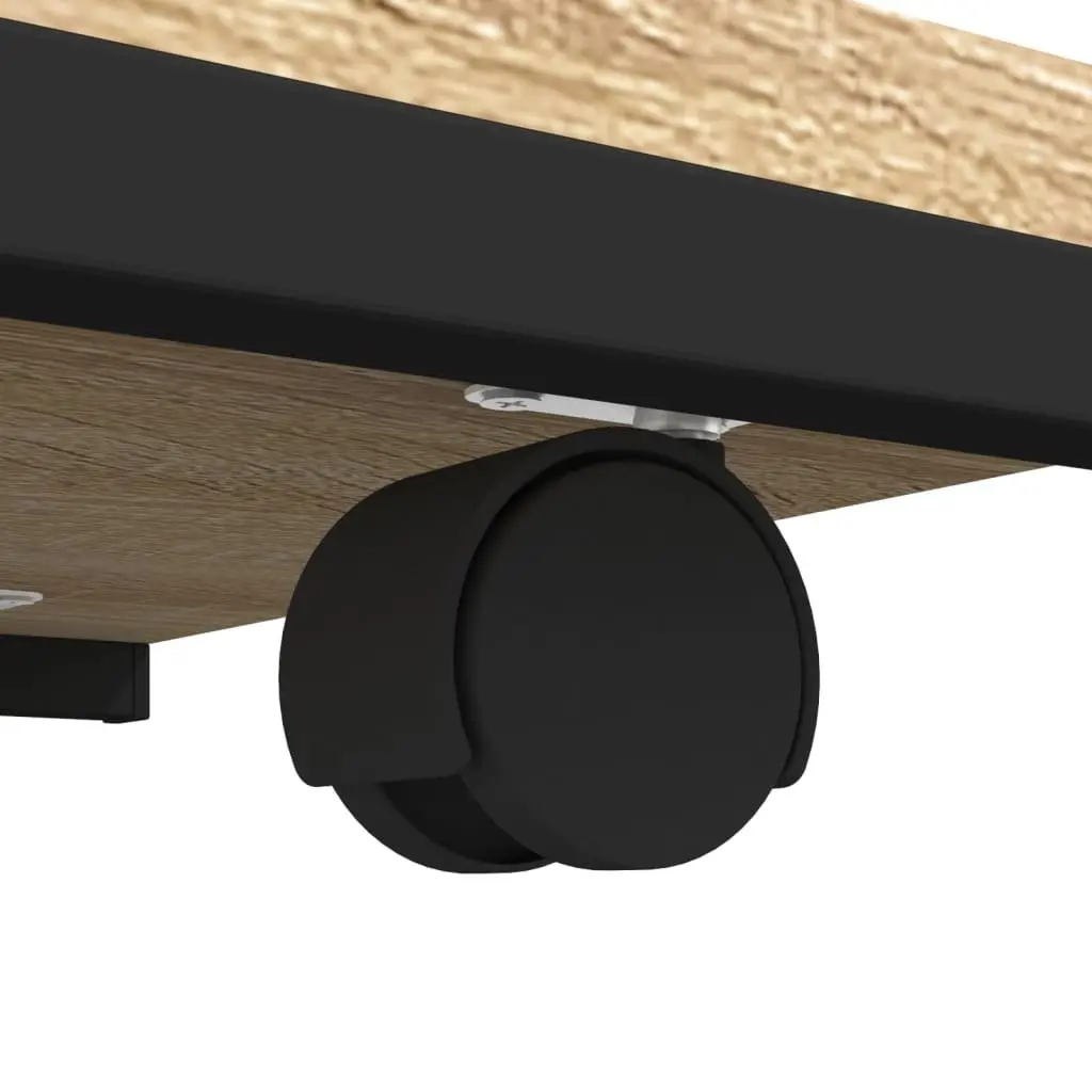 C-Shape End Table for Living Room with Wheels Brown Engineered Wood