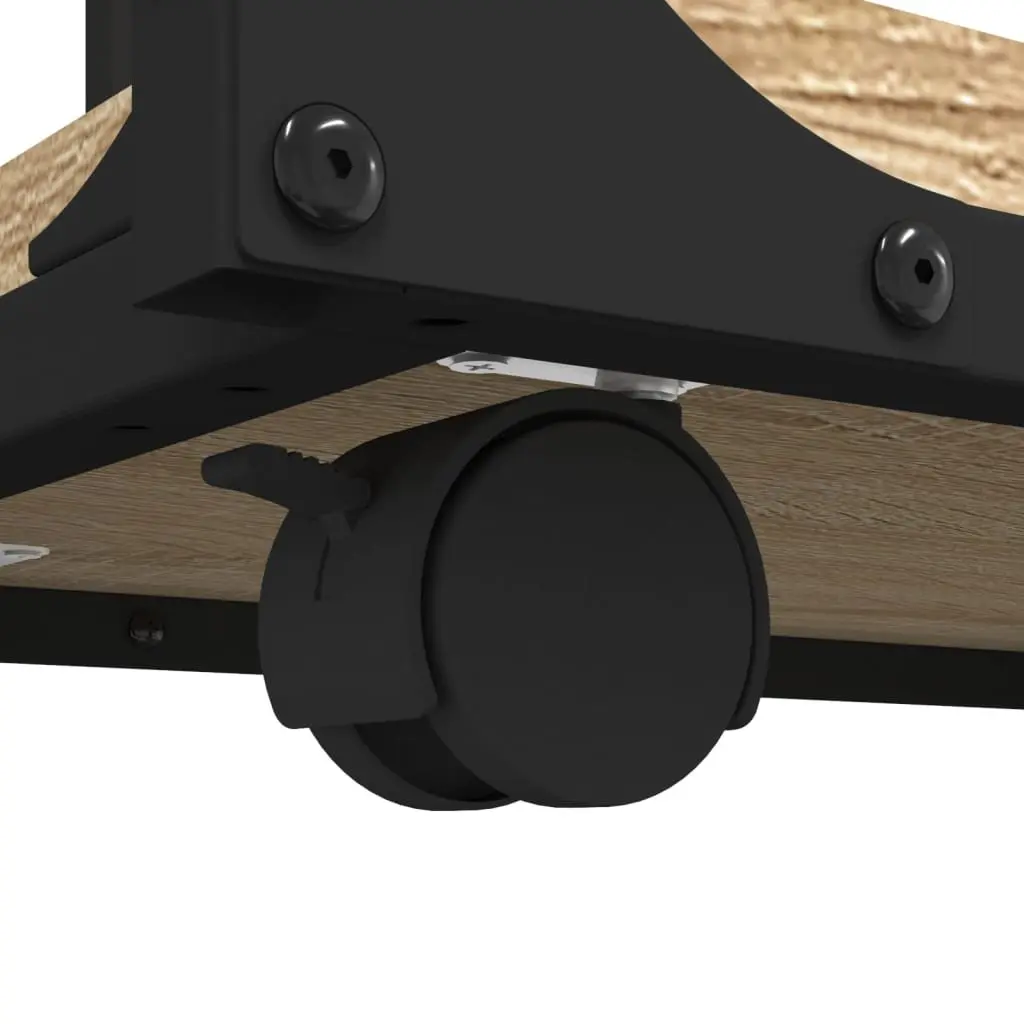 C-Shape End Table for Living Room with Wheels Brown Engineered Wood