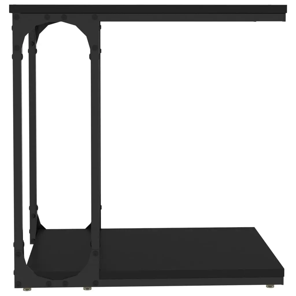 End Table Side Table Black C-Shape Storage Engineered Wood Steel Frame Living