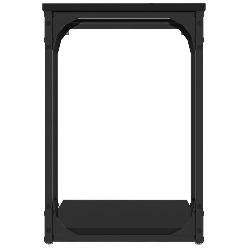 End Table Side Table Black C-Shape Storage Engineered Wood Steel Frame Living