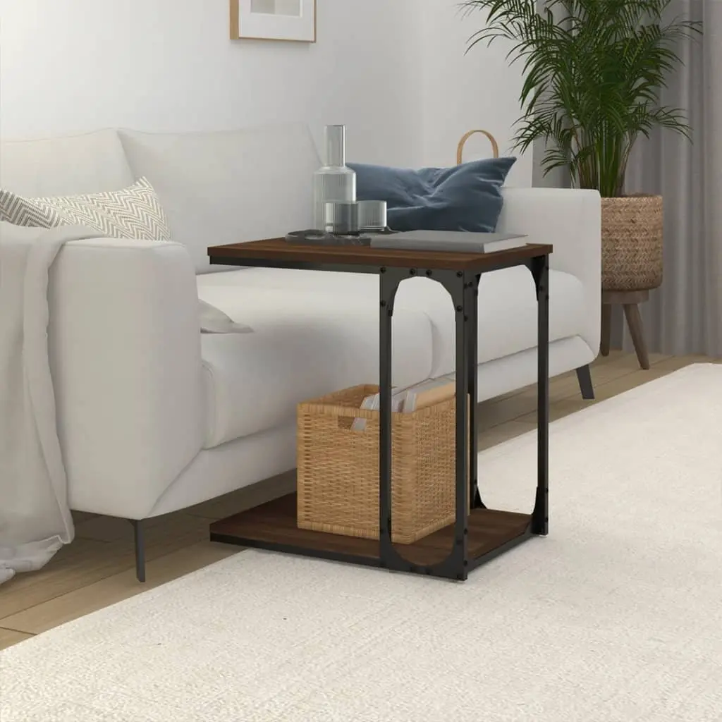End Table Side Table Brown Oak 50x35x52cm Engineered Wood Storage Furniture