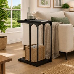Specifications of Black C-Shape Engineered Wood Table