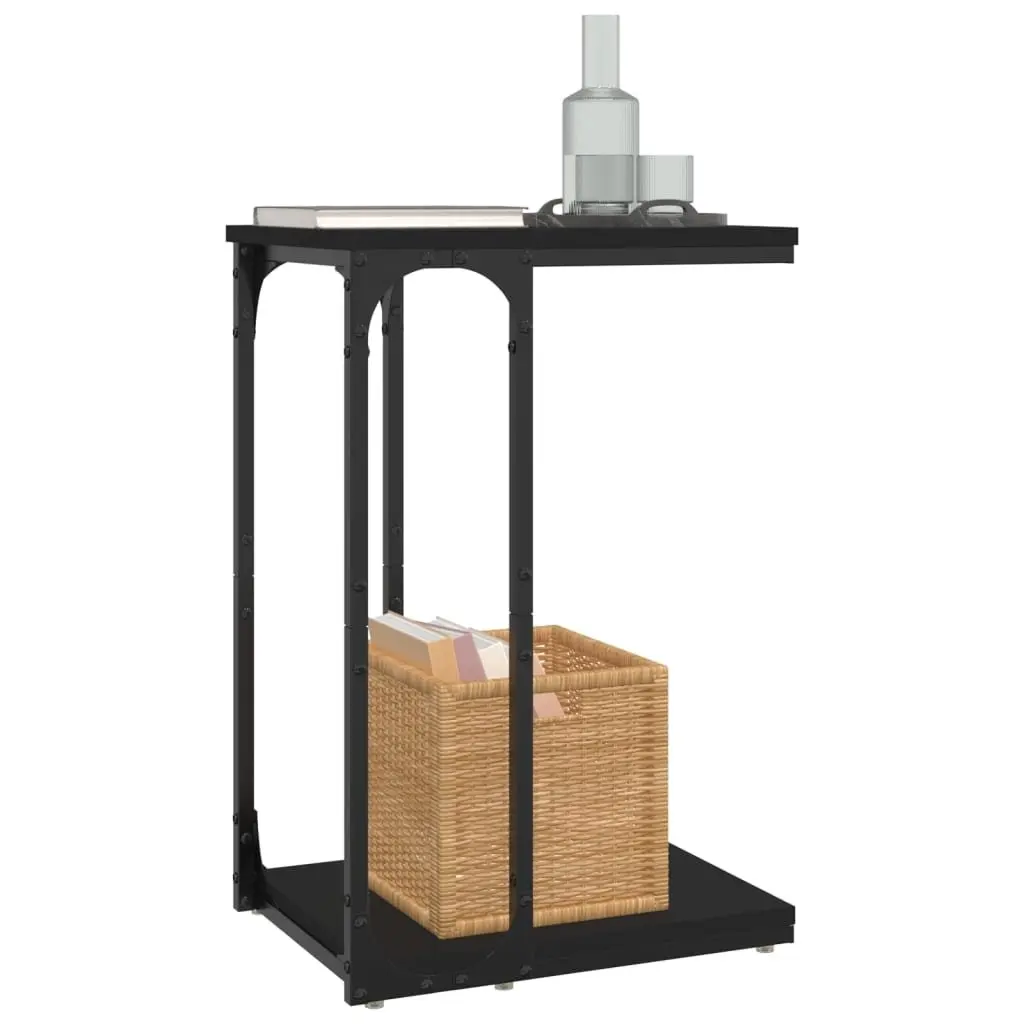 Black C-Shape Engineered Wood Table