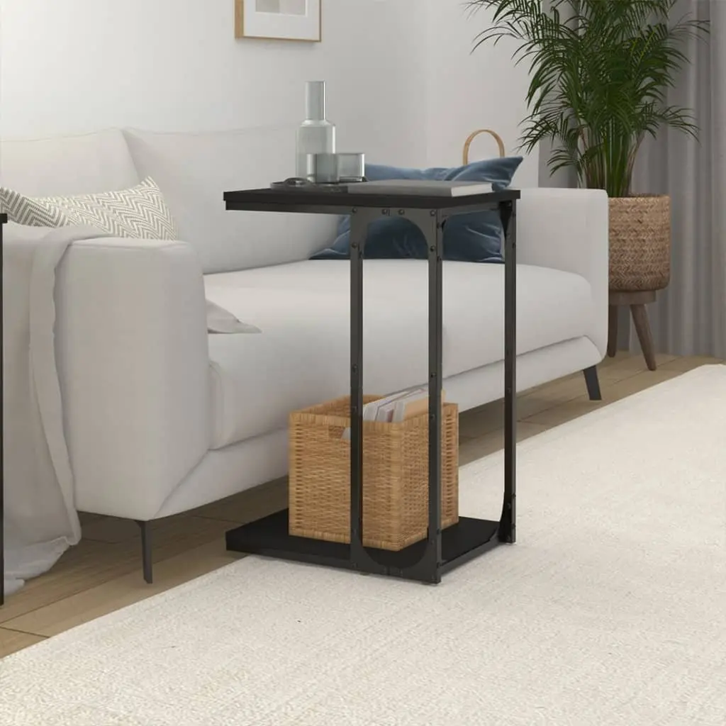 Black C-Shape Engineered Wood Table