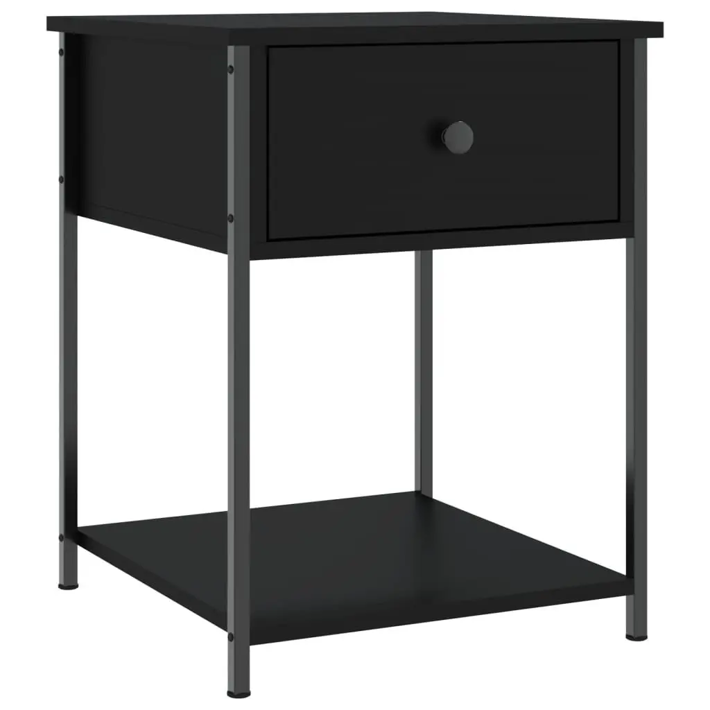 Bedside Table Black 44x45x58cm Side Cabinet Storage Nightstand Furniture