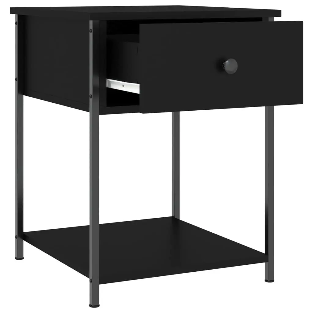 Bedside Table Black 44x45x58cm Side Cabinet Storage Nightstand Furniture