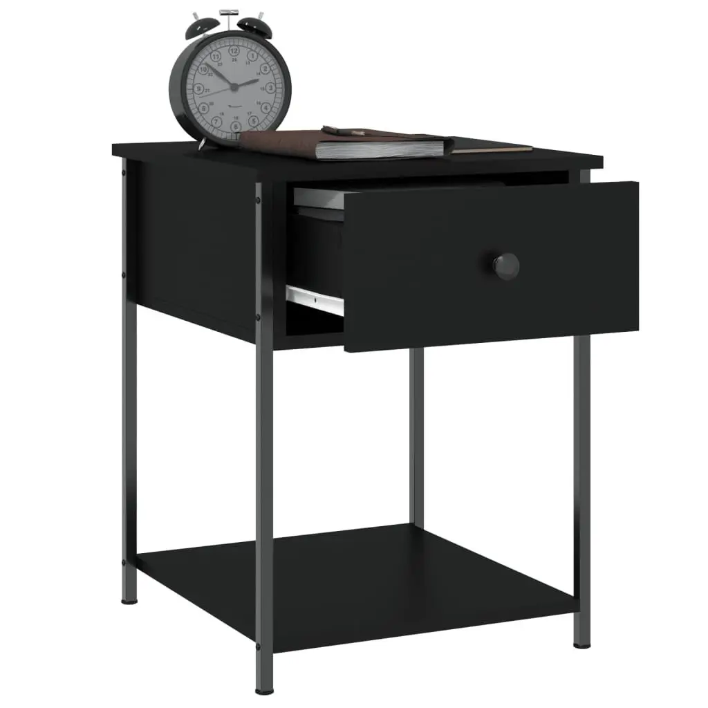 Bedside Table Black 44x45x58cm Side Cabinet Storage Nightstand Furniture