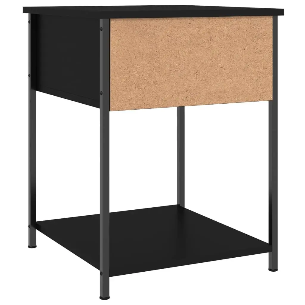 Bedside Table 44x45x58cm Black Storage Cabinet Engineered Wood Metal Frame