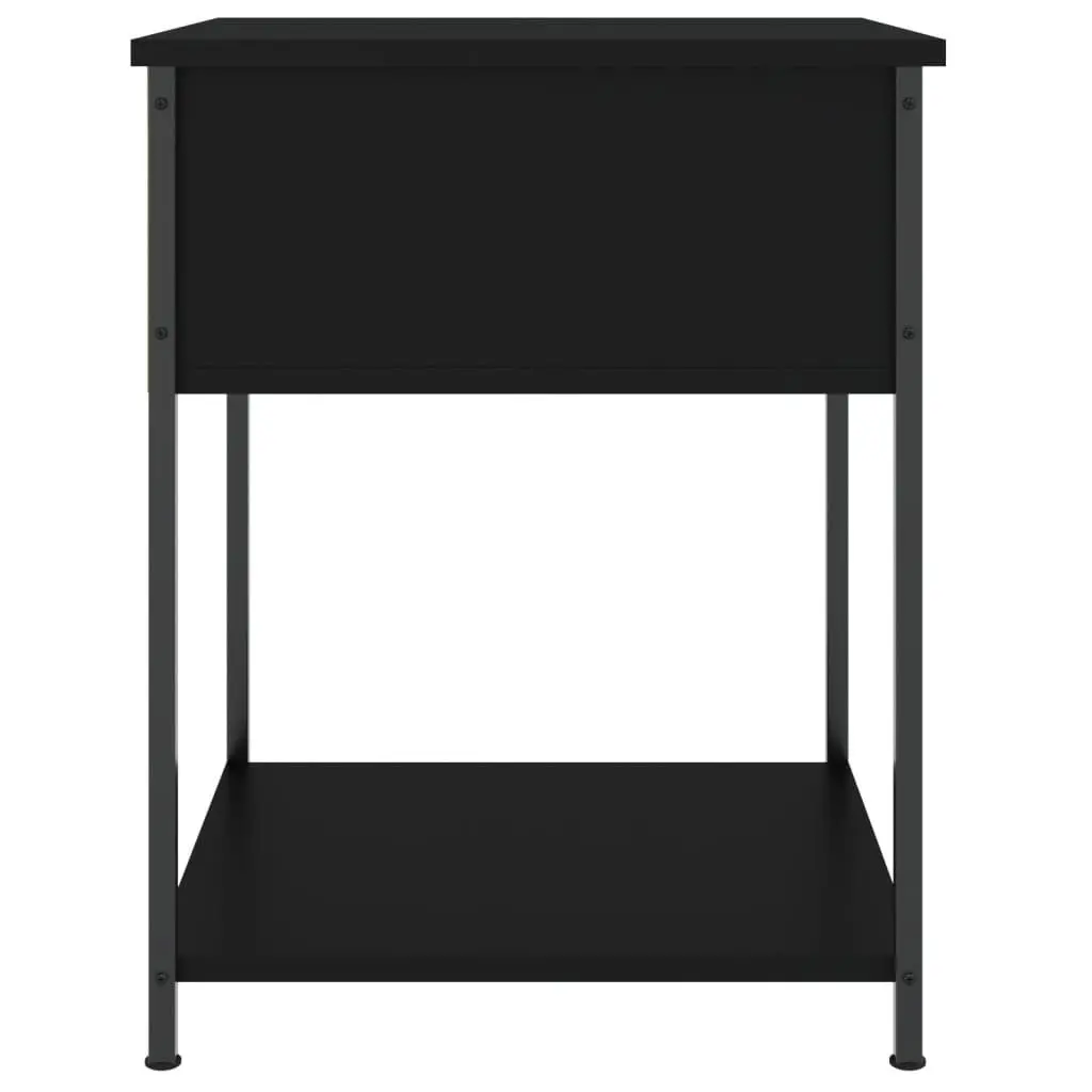 Bedside Table 44x45x58cm Black Storage Cabinet Engineered Wood Metal Frame