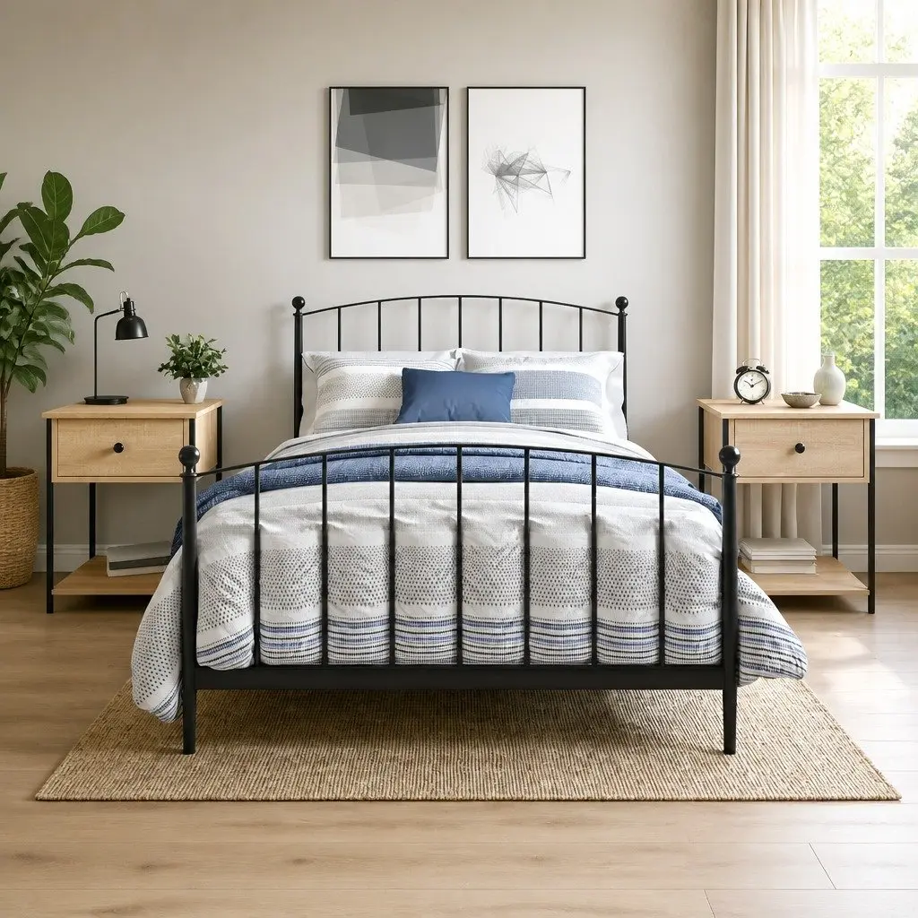 Bedside Tables for Bedroom 44x45x58 cm Brown 2 pcs Engineered Wood Side Cabinet Storage