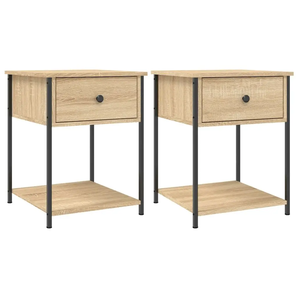 Bedside Tables for Bedroom 44x45x58 cm Brown 2 pcs Engineered Wood Side Cabinet Storage