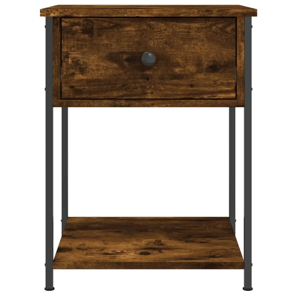 Bedside Table 2 pcs Brown Side Cabinet Engineered Wood Bedroom Storage