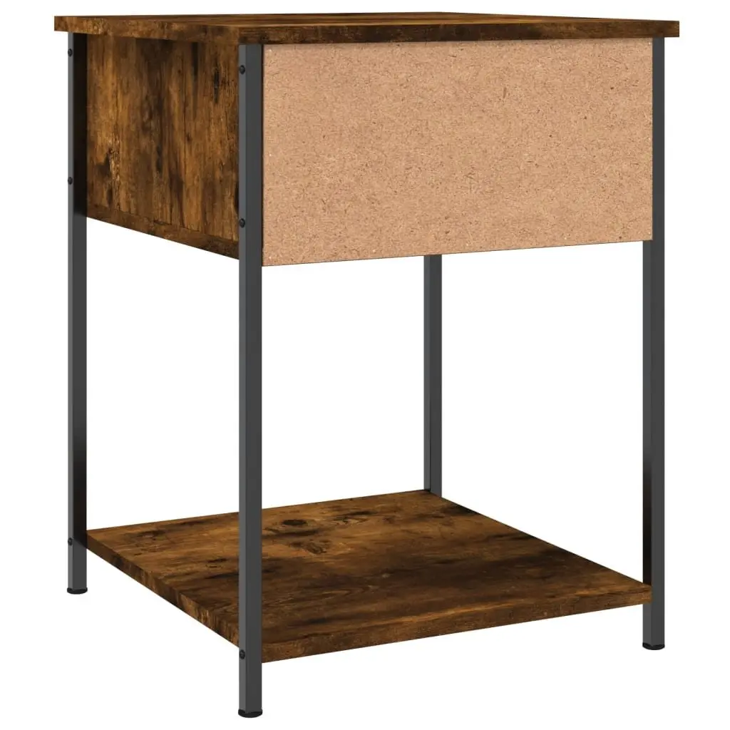 Bedside Table 2 pcs Brown Side Cabinet Engineered Wood Bedroom Storage
