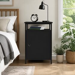 Black Bedside Cabinet: 40x42x60cm with Iron Frame