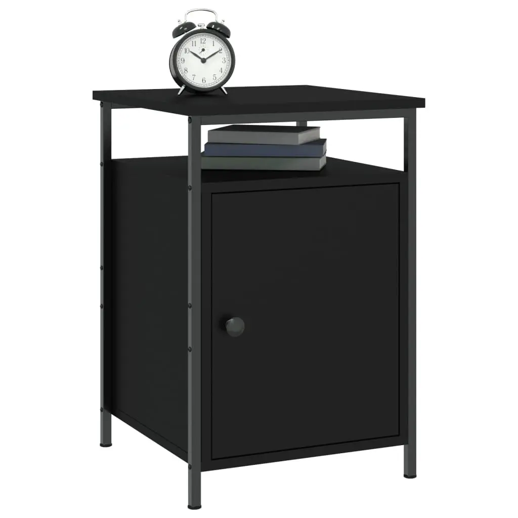 Bedside Table Bedroom Black 40x42x60cm Compact Storage Furniture