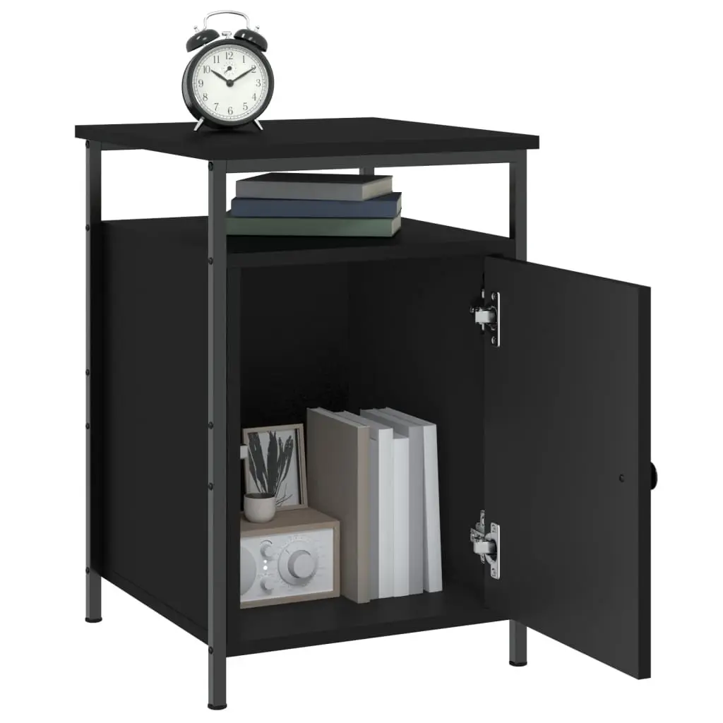 Bedside Table Bedroom Black 40x42x60cm Compact Storage Furniture
