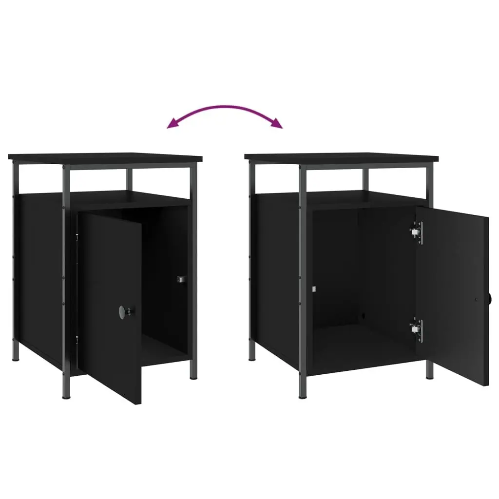 Bedside Table Bedroom Black 40x42x60cm Compact Storage Furniture