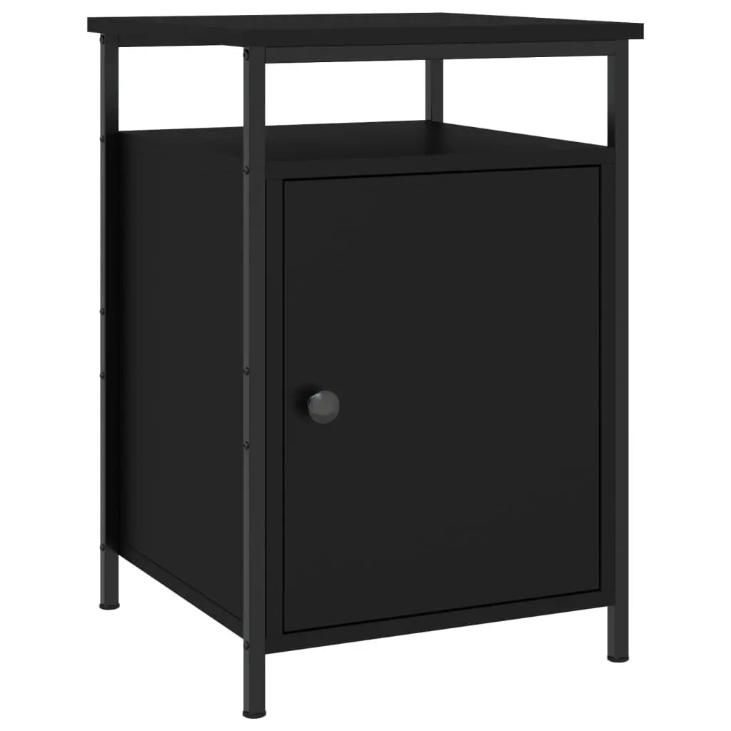 Bedside Cabinets 2 Piece Black Storage Bedroom Nightstand Compact Organiser