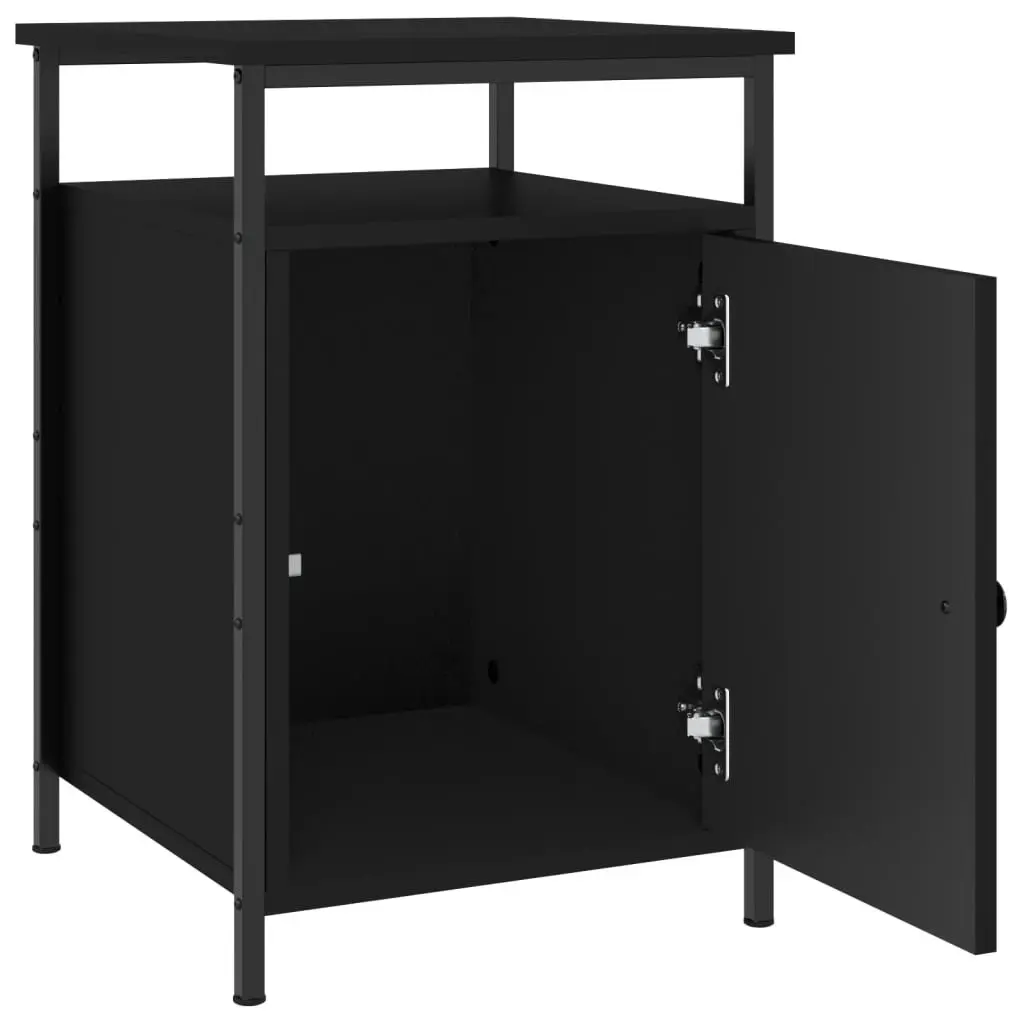 Bedside Cabinets 2 Piece Black Storage Bedroom Nightstand Compact Organiser