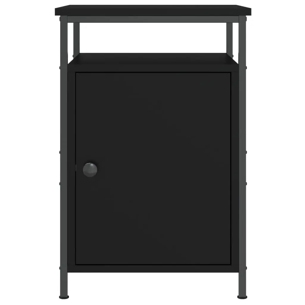 Bedside Cabinets 2 Piece Black Storage Bedroom Nightstand Compact Organiser