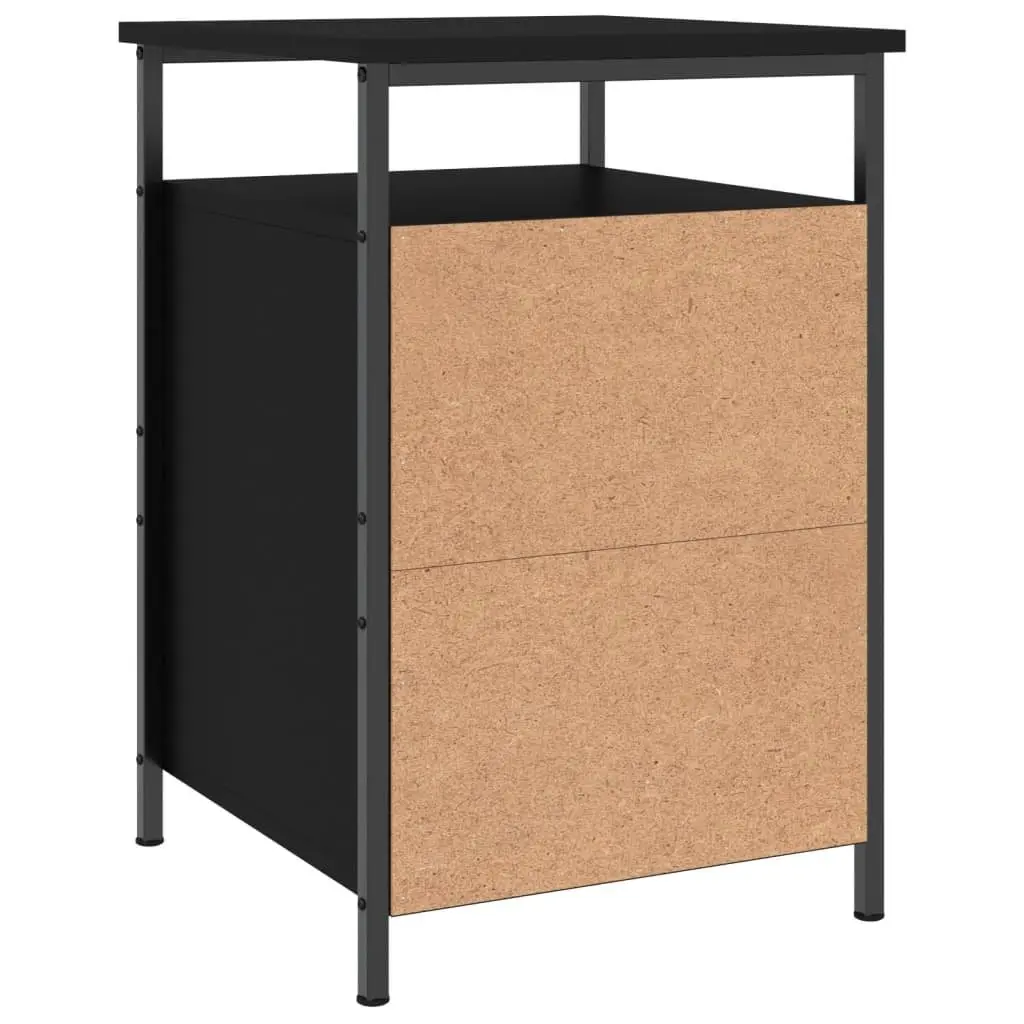 Bedside Cabinets 2 Piece Black Storage Bedroom Nightstand Compact Organiser