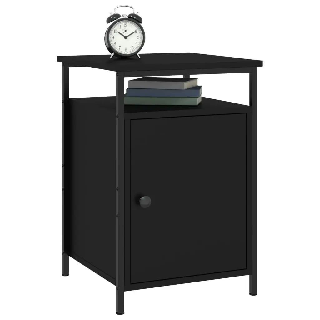 Bedside Cabinets 2 Piece Black Storage Bedroom Nightstand Compact Organiser