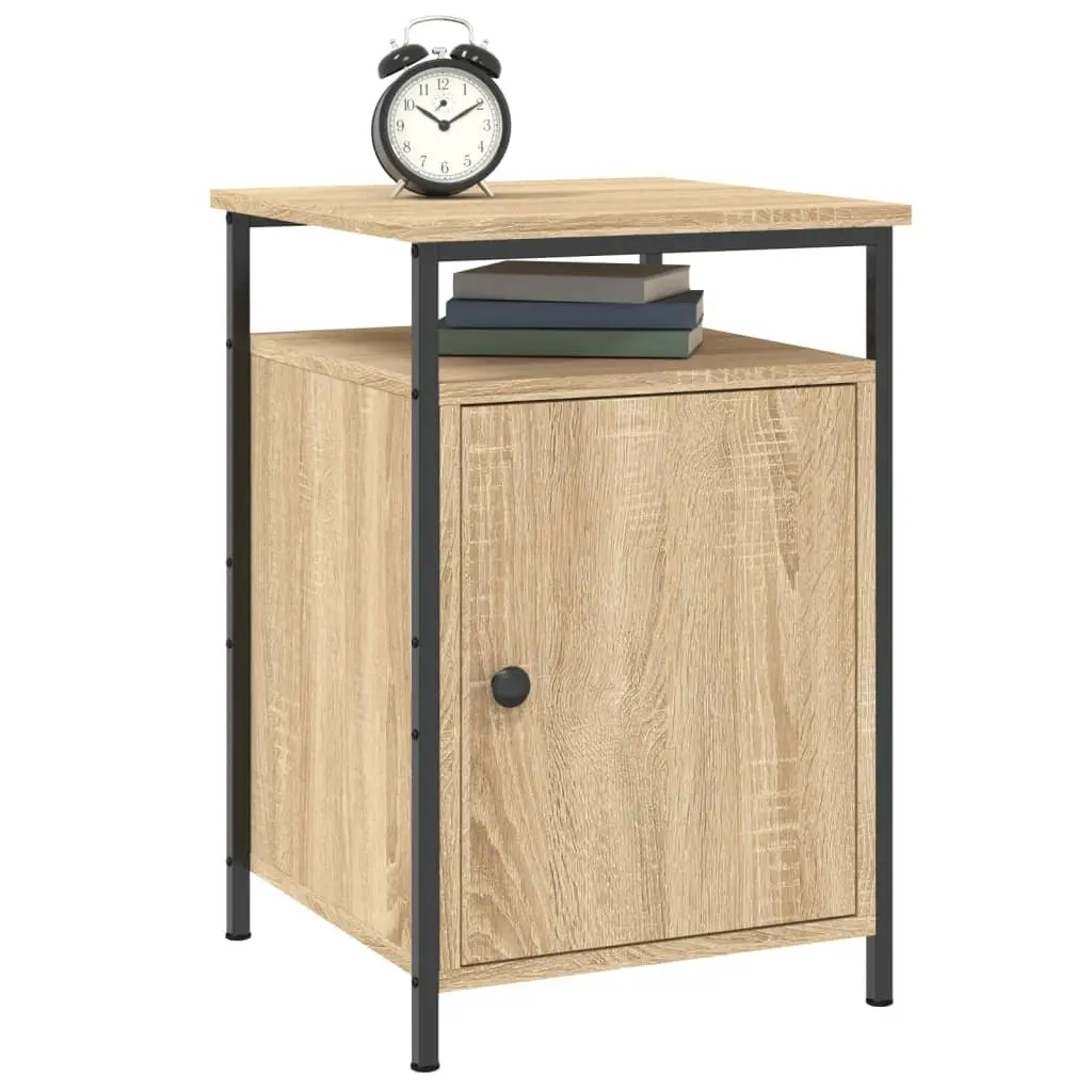 Brown Engineered Wood Bedside Cabinet 40x42x60cm Storage Nightstand 2 Pieces