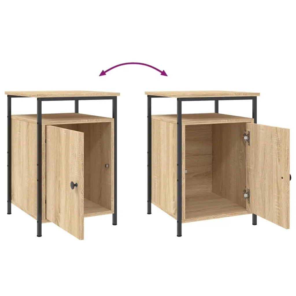 Brown Engineered Wood Bedside Cabinet 40x42x60cm Storage Nightstand 2 Pieces