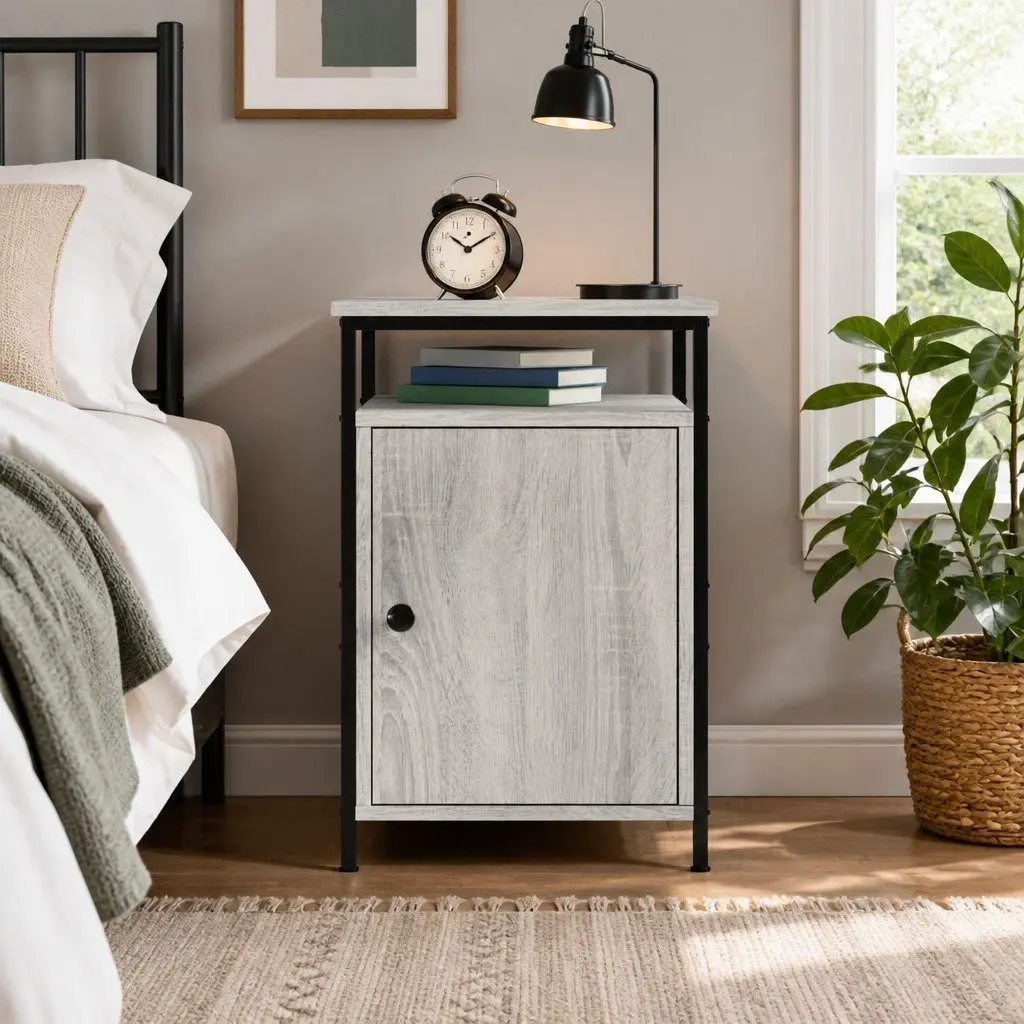 Grey Sonoma Bedside Storage Cabinet 40 x 42 x 60 cm