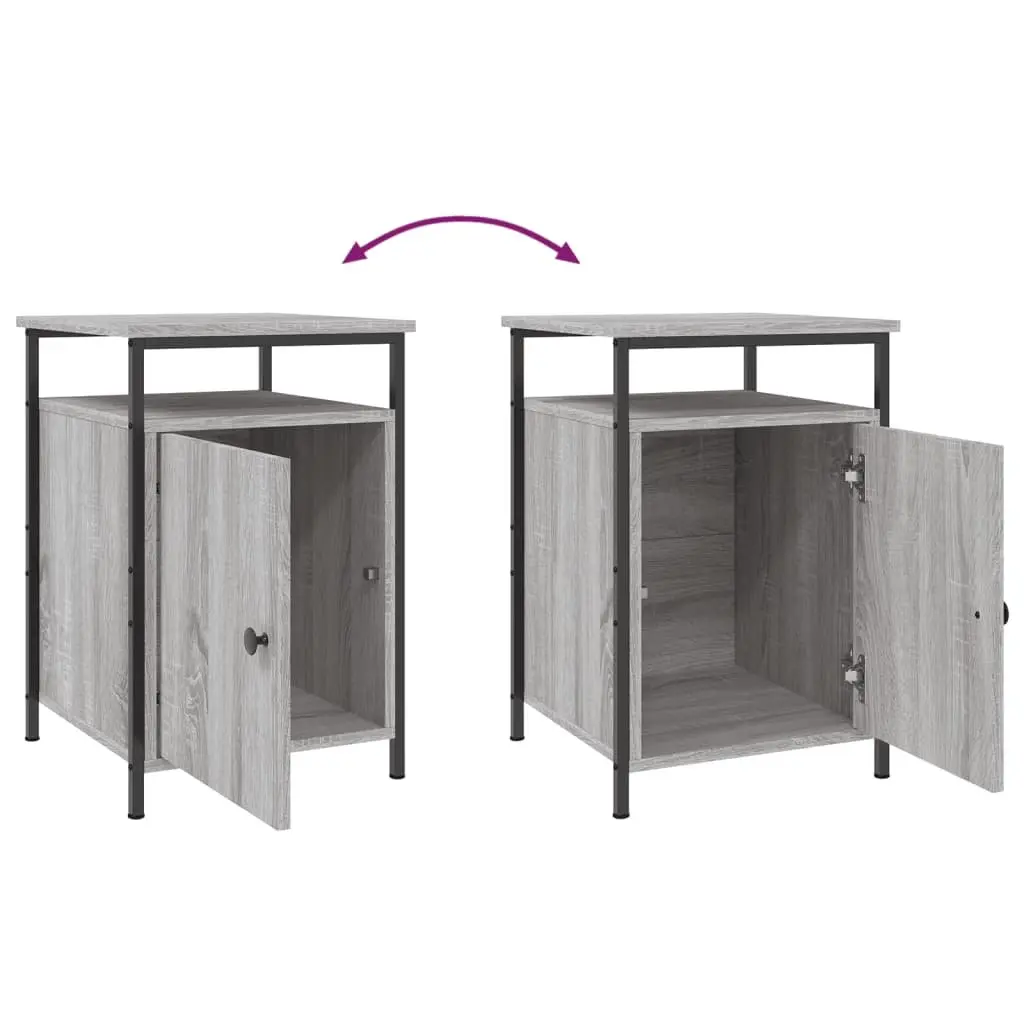 Bedside Cabinets 2 pcs Grey Sonoma Engineered Wood Storage Side Table Bedroom