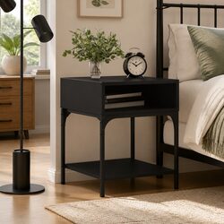 Specifications of Black Bedside Table with Storage