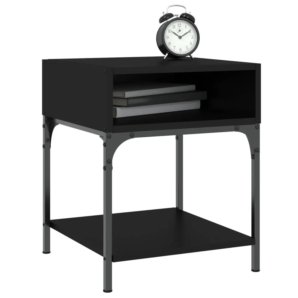 Black Bedside Table with Storage