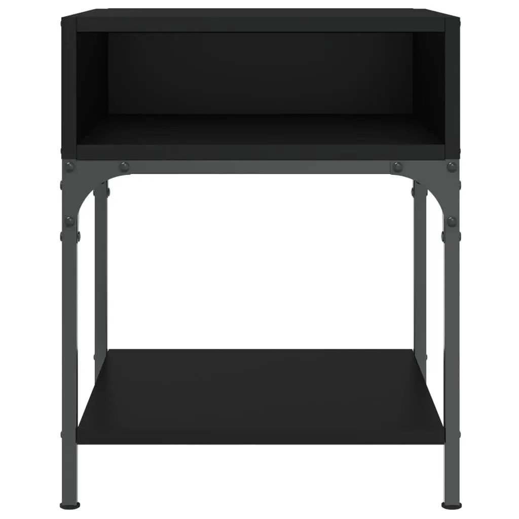 Black Bedside Table with Storage