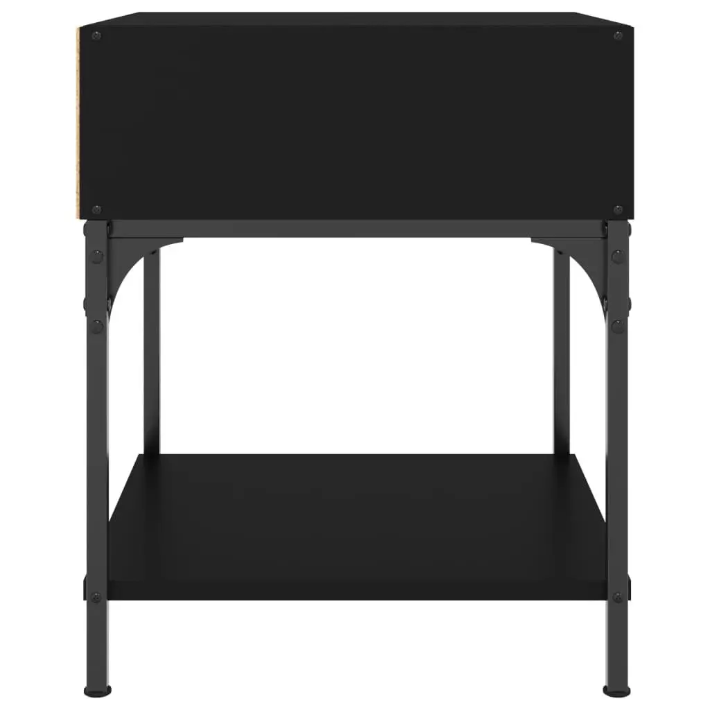 Black Bedside Table with Storage