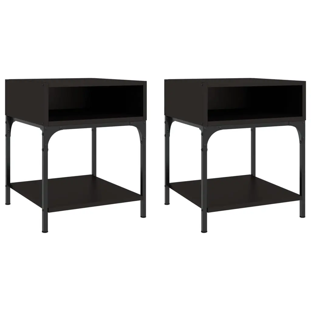 Bedside Tables Black 40x41x50 cm Storage Cabinet Nightstand Pair