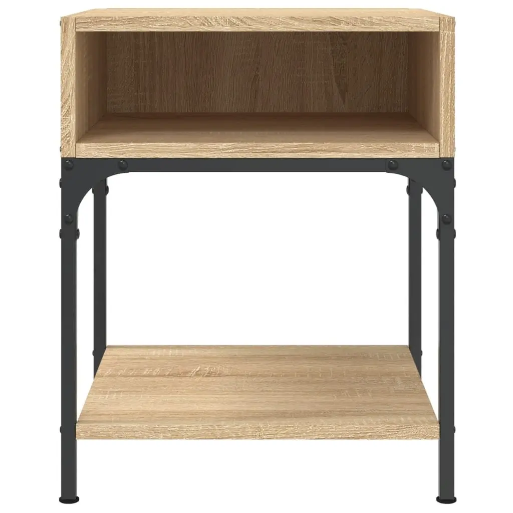 Bedside Table Sonoma Oak Brown Engineered Wood Nightstand Storage Cabinet