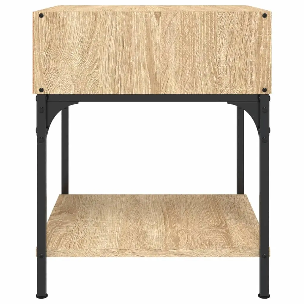 Bedside Table Sonoma Oak Brown Engineered Wood Nightstand Storage Cabinet