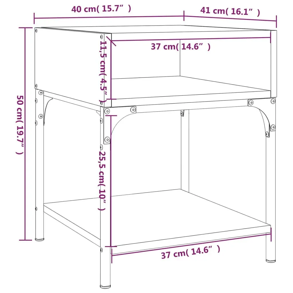 Bedside Tables 2 pcs Brown 40x41x50 cm Engineered Wood Nightstand Cabinet