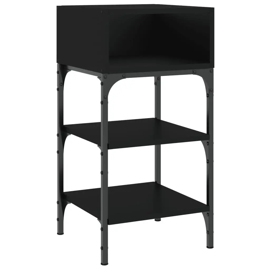 Bedside Table Black Engineered Wood Nightstand 35x34.5x70cm